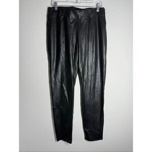 NWOT Comma, Women’s Faux Leather Elastic Waist Pull Up Black Pants Size 12